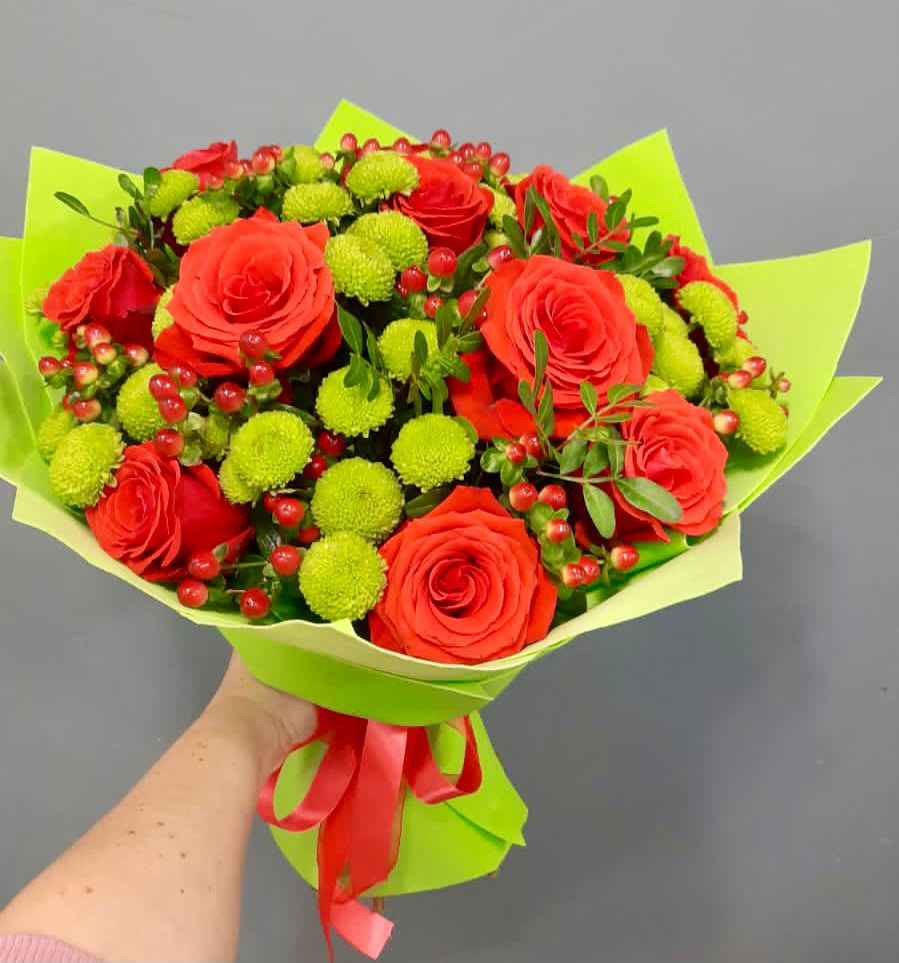 Букет цветов из: Хризантемы и Розы в Яшкино