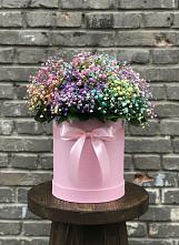 Цветочная композиция из Гипсофила и Розы в шляпной коробке #REPLACE_PRED# Яшкино