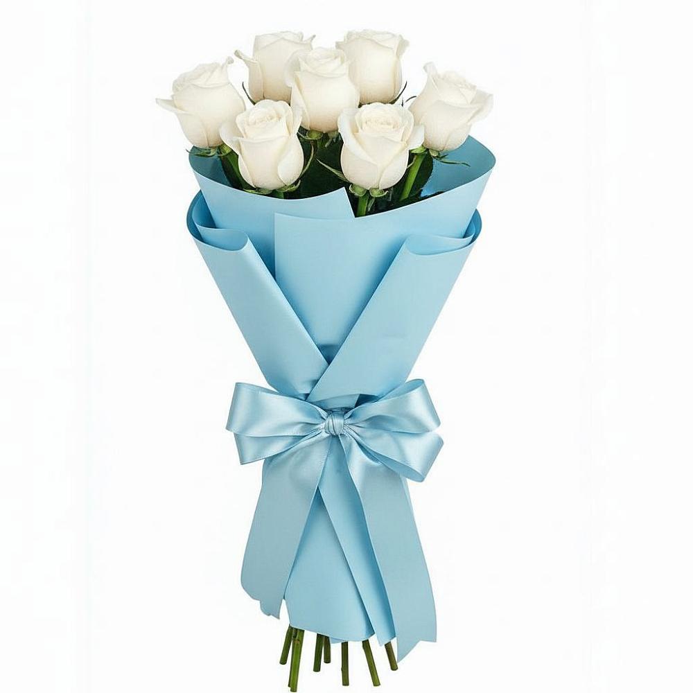 Букет 7 белых роз Проуд в Яшкино