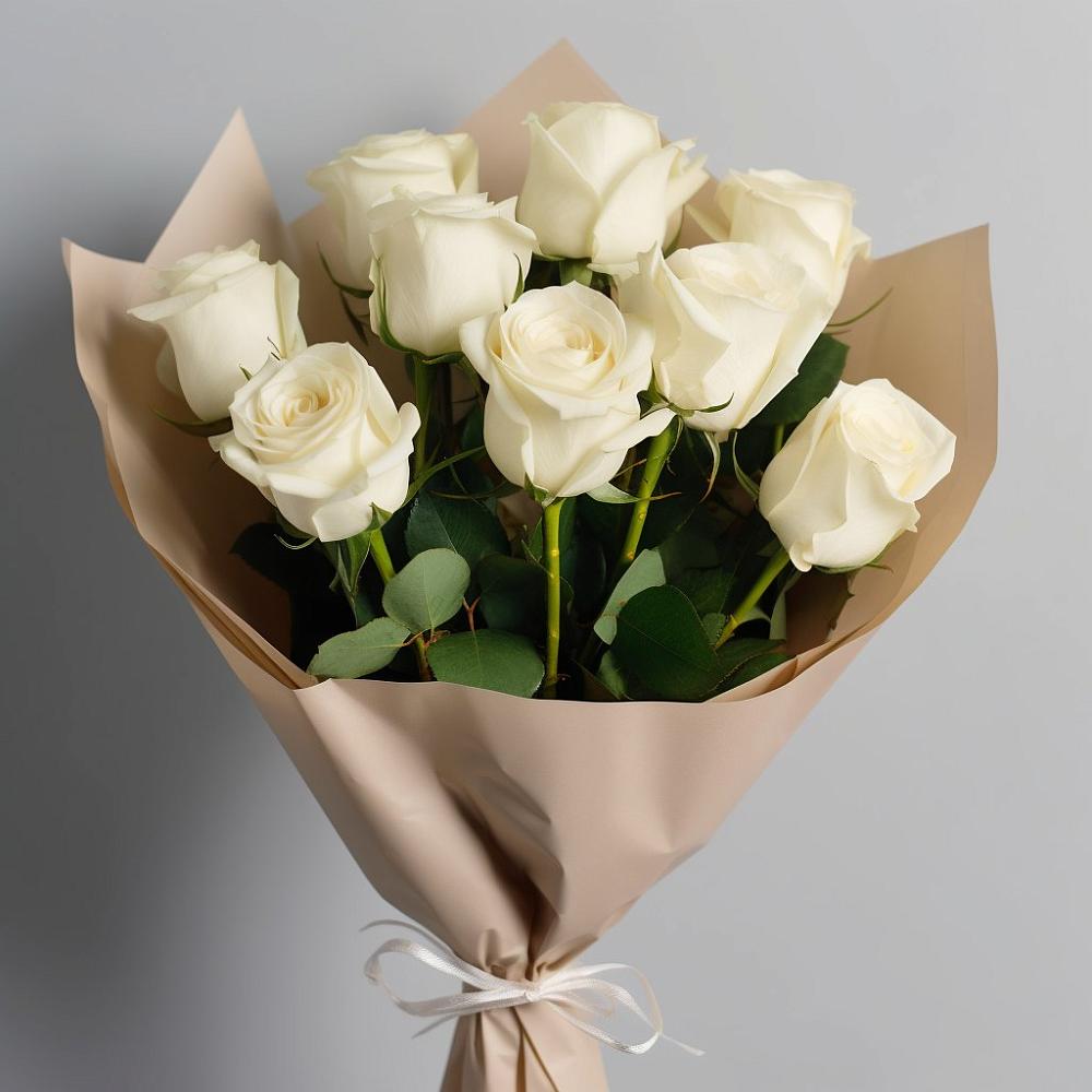 Букет 9 Белых роз Эдлесс Лав в Яшкино