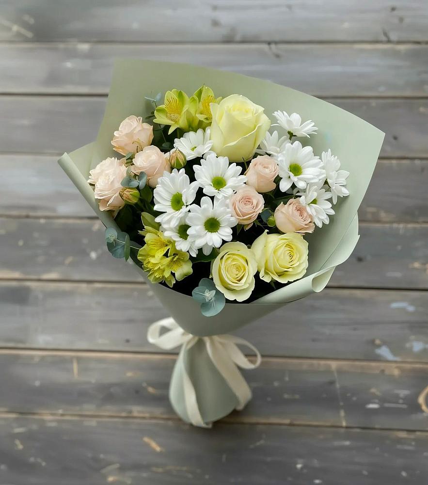 Букет цветов из: Альстромерии, Розы и Хризантемы в Яшкино