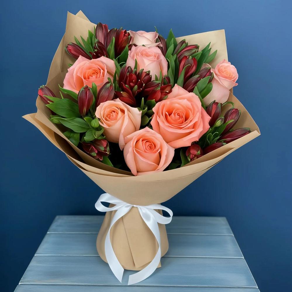 Букет цветов из: Розы и Альстромерии в Яшкино