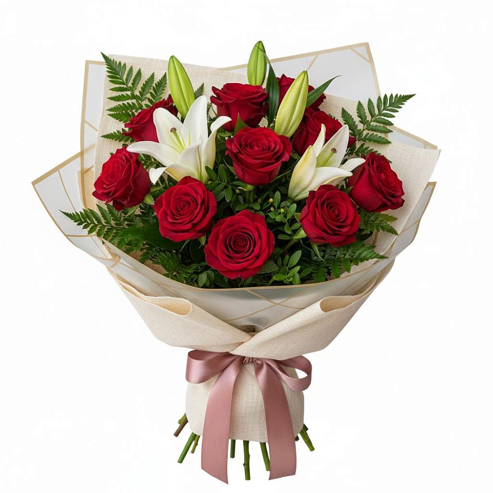 Букет цветов из: Лилии и Розы в Яшкино