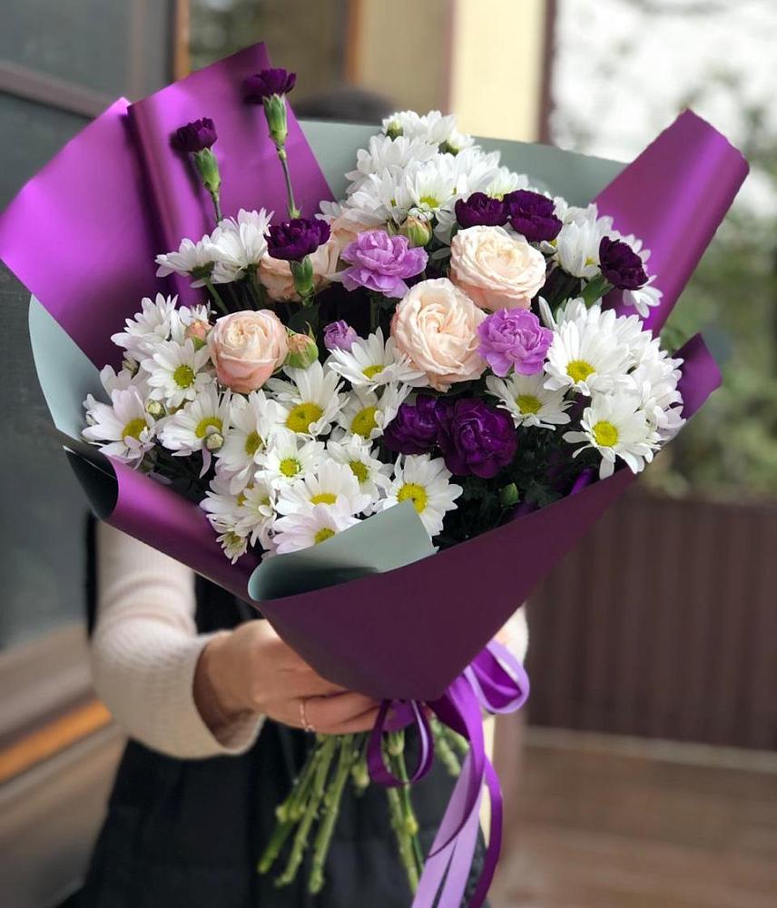 Букет цветов из: Хризантемы, Гвоздики и Розы в Яшкино