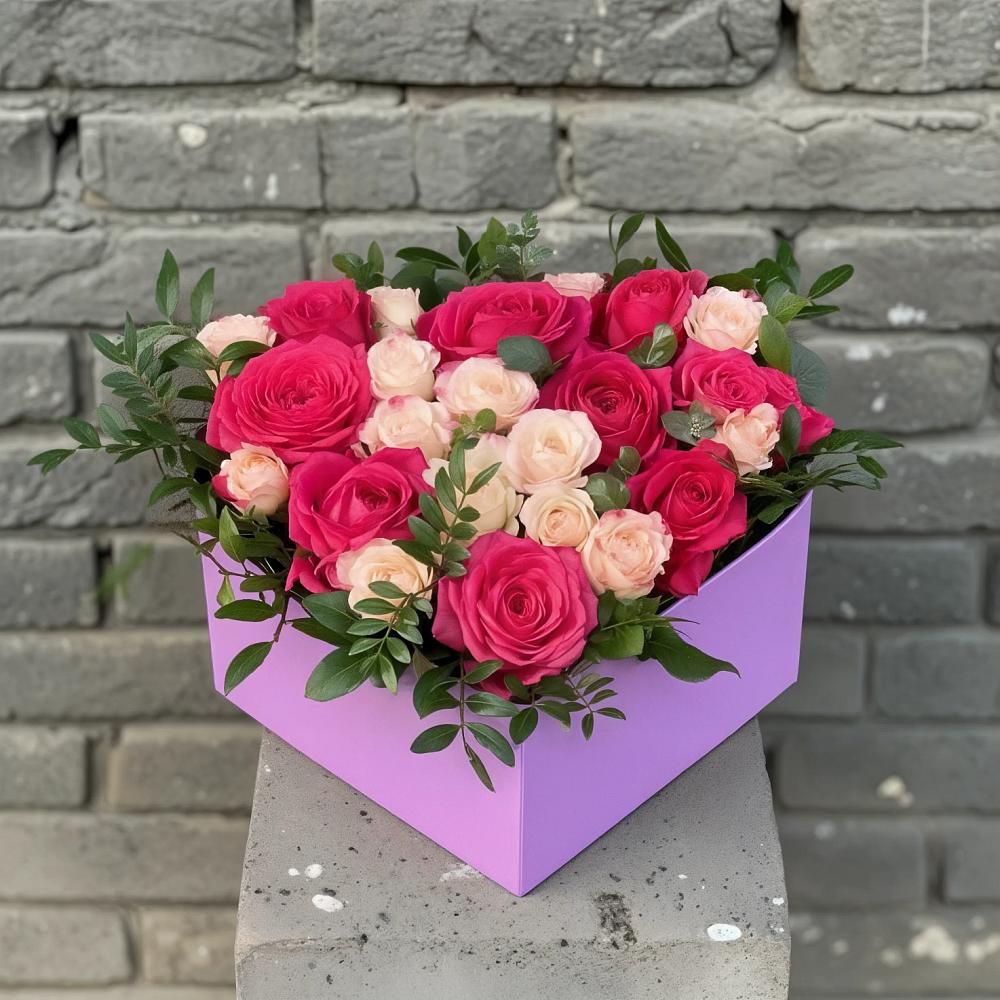 Цветочная композиция из Розы в коробке в Яшкино
