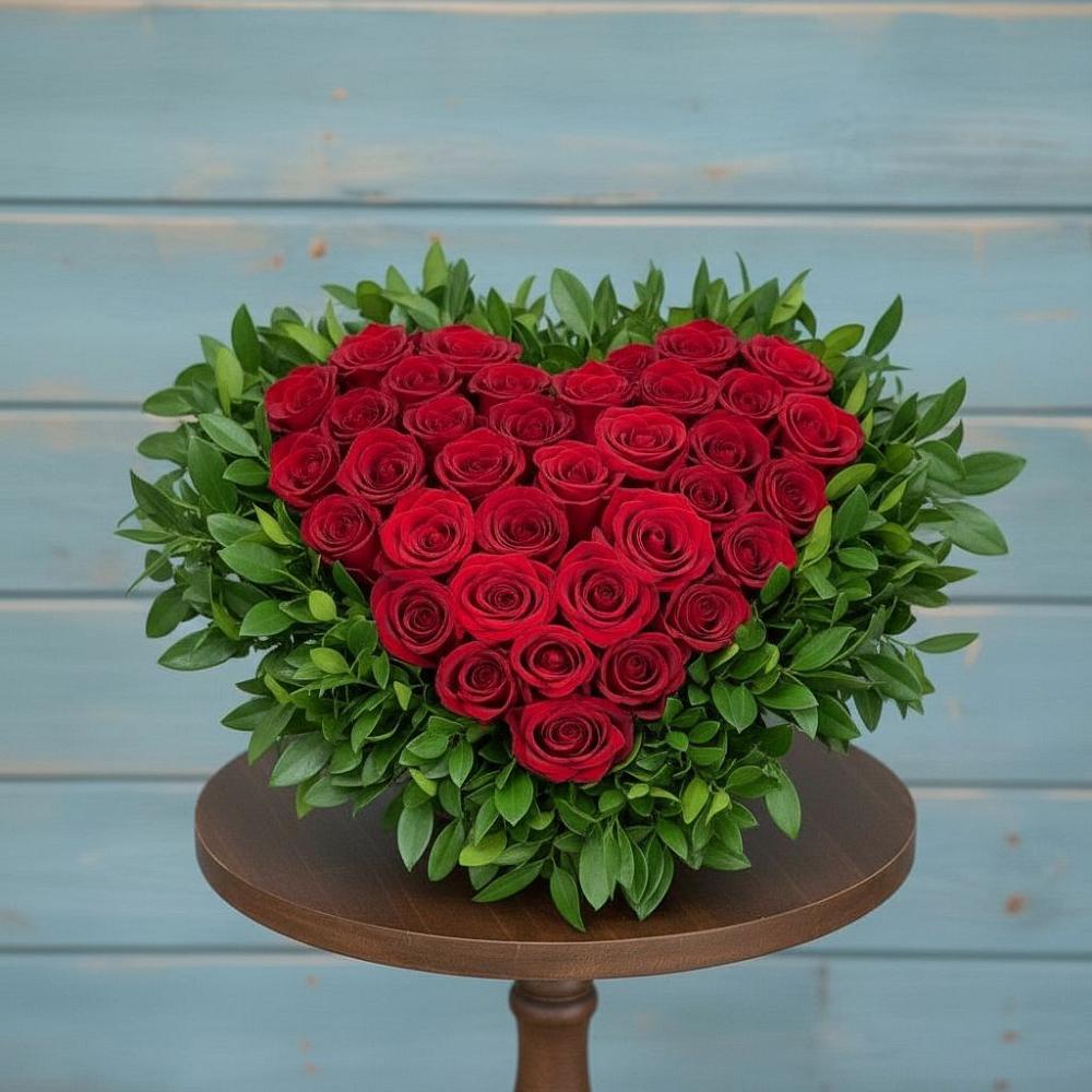 Цветочная композиция из Розы в виде сердца в Яшкино