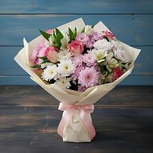 Букет цветов из:  Хризантемы, Альстромерии и Розы #REPLACE_PRED# Яшкино