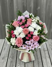 Букет цветов из:  Альстромерии, Гвоздики, Розы и Хризантемы в Яшкино