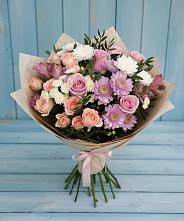 Букет цветов из:  Хризантемы, Розы и Альстромерии в Яшкино