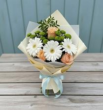 Букет цветов из:  Герберы, Розы и Хризантемы в Яшкино